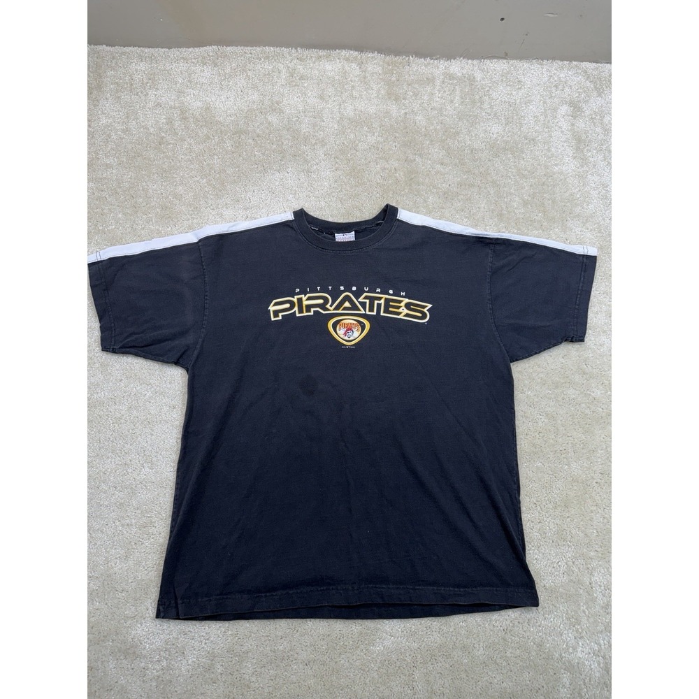 Vintage 2003 True Fan Pittsburgh Pirates Tee Shirt Mens XL Black Gold MLB